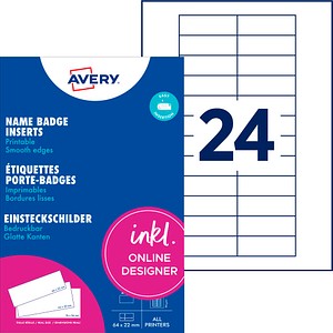 AVERY Zweckform Namensetiketten weiß 64,0 x 22,0 mm, 10 Blatt