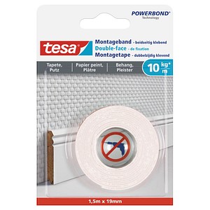 tesa Montageband 77742 doppelseitiges Klebeband 19,0 mm x 1,5 m, 1 Rolle