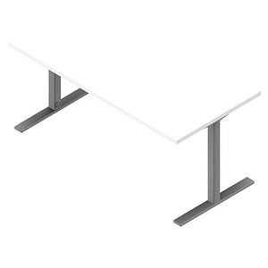 Quadrifoglio Schreibtisch weiß rechteckig, C-Fuß-Gestell silber 160,0 x 80,0 cm