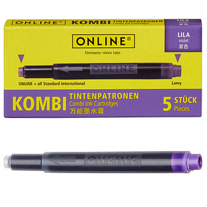 ONLINE® Tintenpatronen für Füller 17143/12 lila, 5 St.
