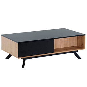 WOHNLING Couchtisch rechteckig MDF-Platte schwarz, eiche 60,0 x 110,0 x 38,0 cm, 1 St.