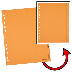 Trennblätter DIN A4 0-9 orange, 250 g/qm, 100 St.