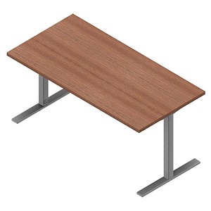 Quadrifoglio Schreibtisch nussbaum canaletto rechteckig, C-Fuß-Gestell silber 160,0 x 80,0 cm