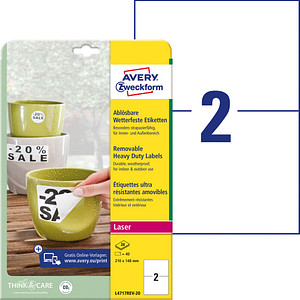 AVERY Zweckform wetterfeste Folienetiketten L4717REV-20 weiß 210,0 x 148,0 mm, 20 Blatt