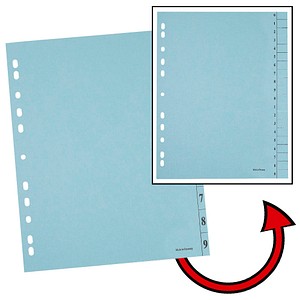 Trennblätter DIN A4 0-9 blau, 250 g/qm, 100 St.