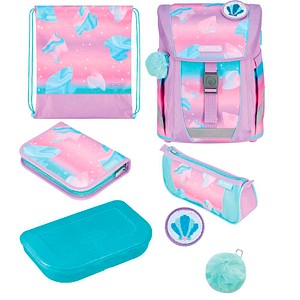 herlitz Schulranzen-Set FiloActive XL Ocean Lights Kunstfaser rosa, türkis