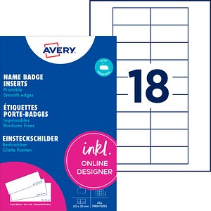 AVERY Zweckform Namensetiketten weiß 65,0 x 30,0 mm, 10 Blatt