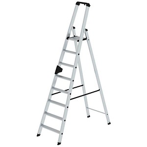 MUNK Stehleiter einseitig 40108 silber 8 Stufen, H: 251,0 cm