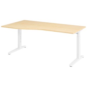 HAMMERBACHER VXB18 höhenverstellbarer Schreibtisch ahorn Trapezform, C-Fuß-Gestell weiß 180,0 x 80,0/100,0 cm