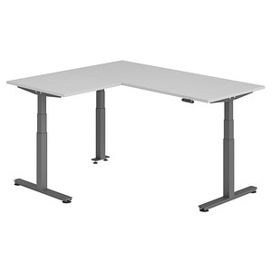 HAMMERBACHER XDSMW1908 elektrisch höhenverstellbarer Schreibtisch lichtgrau rechteckig, T-Fuß-Gestell grau 180,0 x 160,0 cm