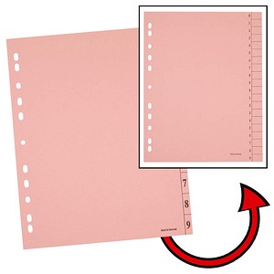 Trennblätter DIN A4 0-9 rosa, 250 g/qm, 100 St.