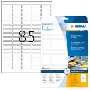 HERMA wetterfeste Folienetiketten 8337 weiß 37,0 x 13,0 mm, 25 Blatt