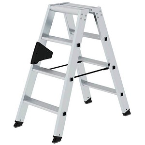 MUNK Stehleiter beidseitig 40208 silber 2x 4 Stufen, H: 91,0 cm