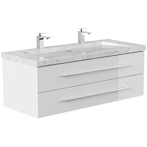 POSSEIK Waschbecken mit Unterschrank WHITE YAMO 130 weiß glanz 130,0 x 55,0 x 50,0 cm
