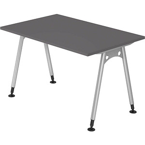 HAMMERBACHER AS12 höhenverstellbarer Schreibtisch grafit rechteckig, A-Fuß-Gestell silber 120,0 x 80,0 cm