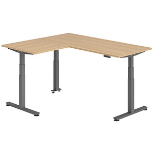 HAMMERBACHER XDSMW1908 elektrisch höhenverstellbarer Schreibtisch eiche rechteckig, T-Fuß-Gestell grau 180,0 x 160,0 cm