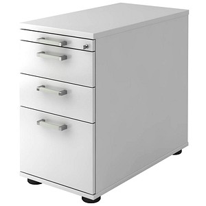 HAMMERBACHER Solid Standcontainer weiß 4 Auszüge Stahl-Bügelgriff chrom, gebürstet 42,8 x 80,0 x 72,0 - 76,0 cm