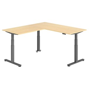 HAMMERBACHER XDSMW1912 elektrisch höhenverstellbarer Schreibtisch ahorn rechteckig, T-Fuß-Gestell grau 180,0 x 200,0 cm