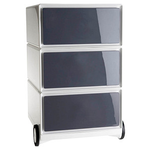 PAPERFLOW easyBox Rollcontainer weiß, grau 3 Auszüge 39,0 x 43,6 x 64,2 cm