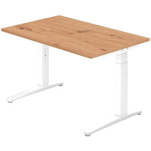 HAMMERBACHER VXB12 höhenverstellbarer Schreibtisch asteiche rechteckig, C-Fuß-Gestell weiß 120,0 x 80,0 cm
