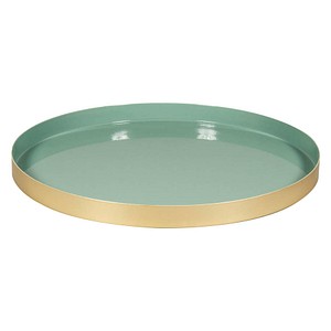 Rayher Dekoartikel eukalyptus/gold Metall-Tablett Ø 30,0 cm, 1 St.