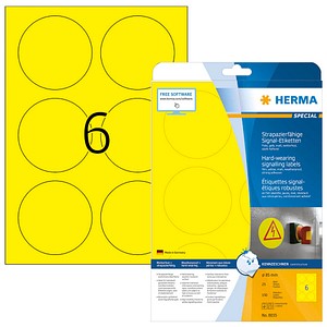 HERMA wetterfeste Folienetiketten 8035 gelb 85,0 x 85,0 mm, 25 Blatt