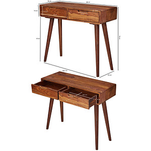 WOHNLING Konsolentisch rechteckig Massivholz sheesham 90,0 x 36,0 x 76,0 cm, 1 St.
