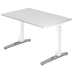 HAMMERBACHER VXB012 höhenverstellbarer Schreibtisch weiß rechteckig, C-Fuß-Gestell weiß 120,0 x 80,0 cm