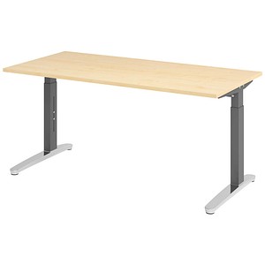 HAMMERBACHER VXB016 höhenverstellbarer Schreibtisch ahorn rechteckig, C-Fuß-Gestell grau 160,0 x 80,0 cm