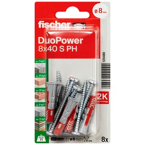 fischer DuoPower 8x40 S PH K  2K 535480 Dübel mit Schrauben Ø 8 mm x 40 mm, 8 St.