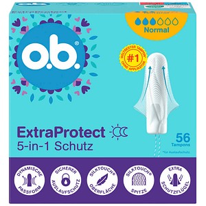o.b. Tampons ExtraProtect Normal 5-in-1 Schutz für mittlere bis starke Periode, 56 St.