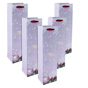 SIGEL Geschenktüten für Flaschen Charmful Christmas Large Motiv 10,0 x 35,0 cm, 5 St.