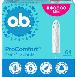 o.b. Tampons ProComfort Mini 4-in-1 Schutz für leichte bis mittlere Periode, 64 St.