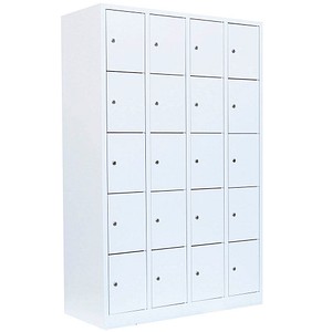 LÜLLMANN Schließfachschrank signalweiß 520547, 20 Schließfächer 117,0 x 50,0 x 180,0 cm