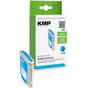 KMP H32 cyan Druckerpatrone kompatibel zu HP 88XL (C9391AE)