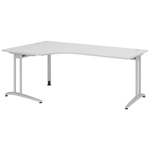 HAMMERBACHER BS82 Schreibtisch lichtgrau L-Form, C-Fuß-Gestell silber 200,0 x 80,0/120,0 cm