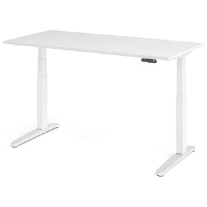 HAMMERBACHER XBHM16 elektrisch höhenverstellbarer Schreibtisch weiß rechteckig, C-Fuß-Gestell weiß 160,0 x 80,0 cm
