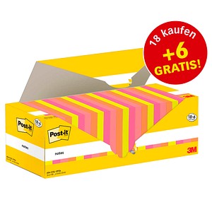 18 + 6 GRATIS: Post-it® Haftnotizen farbsortiert, 18 Blöcke + GRATIS 6 Blöcke