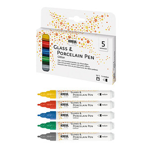 KREUL Glitter Porzellanstifte farbsortiert 2,0 - 4,0 mm, 5 St.