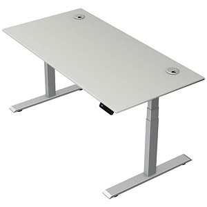 Kerkmann Move 2 Plus elektrisch höhenverstellbarer Schreibtisch lichtgrau rechteckig, T-Fuß-Gestell silber 160,0 x 80,0 cm