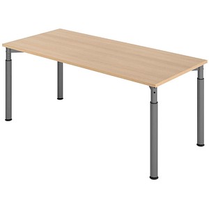 HAMMERBACHER YS19 höhenverstellbarer Schreibtisch eiche rechteckig, 4-Fuß-Gestell grau 180,0 x 80,0 cm