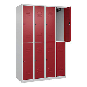 CP Spind Classic Plus lichtgrau, rubinrot 080300-40 S10021, 8 Schließfächer 120,0 x 50,0 x 185,0 cm