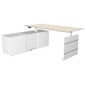 Kerkmann Move 3 elektrisch höhenverstellbarer Schreibtisch ahorn, weiß rechteckig, Wangen-Gestell weiß 180,0 x 80,0 cm