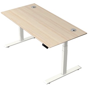 Kerkmann Move 2 Plus elektrisch höhenverstellbarer Schreibtisch ahorn rechteckig, T-Fuß-Gestell weiß 160,0 x 80,0 cm