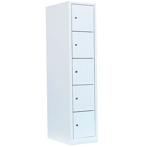 LÜLLMANN Schließfachschrank signalweiß 523517, 5 Schließfächer 41,5 x 50,0 x 180,0 cm