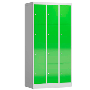 ClassiX Schließfachschrank gelbgrün, lichtgrau X-520435, 12 Schließfächer 87,0 x 50,0 x 180,0 cm