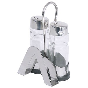 contacto Menage  Salz/Pfeffer mit Kartenhalter silber, 1 St.