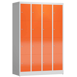 ClassiX Schließfachschrank feuerrot, lichtgrau X-520444, 16 Schließfächer 118,5 x 50,0 x 180,0 cm