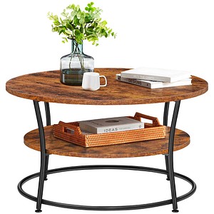 VASAGLE Couchtisch rund Spanplatte braun 80,0 x 80,0 x 45,0 cm, 1 St.