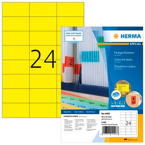 HERMA Etiketten 4406 gelb 70,0 x 37,0 mm, 100 Blatt